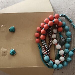 C+I Turkish Delight collection - turquoise and vivid coral with silver.